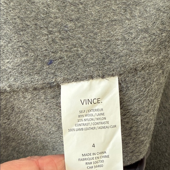 Vince Grey Wool and Leather Blazer Size 4 - Picture 4 of 4